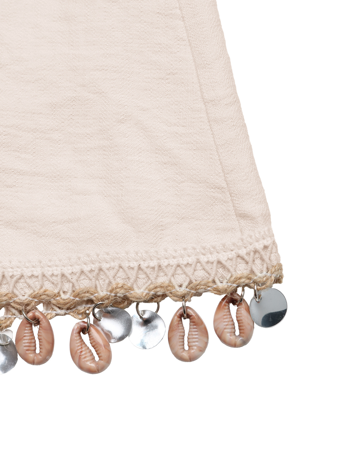 Women's Boho Shell Trim Elastic Waist Casual Shorts