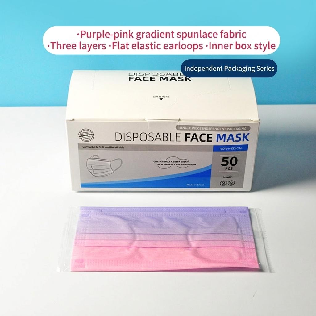 BFE≥95% antivirale Einweg-Gesichtsmasken für Erwachsene, 3-lagig, einzeln verpackt, 50 Stück/Box