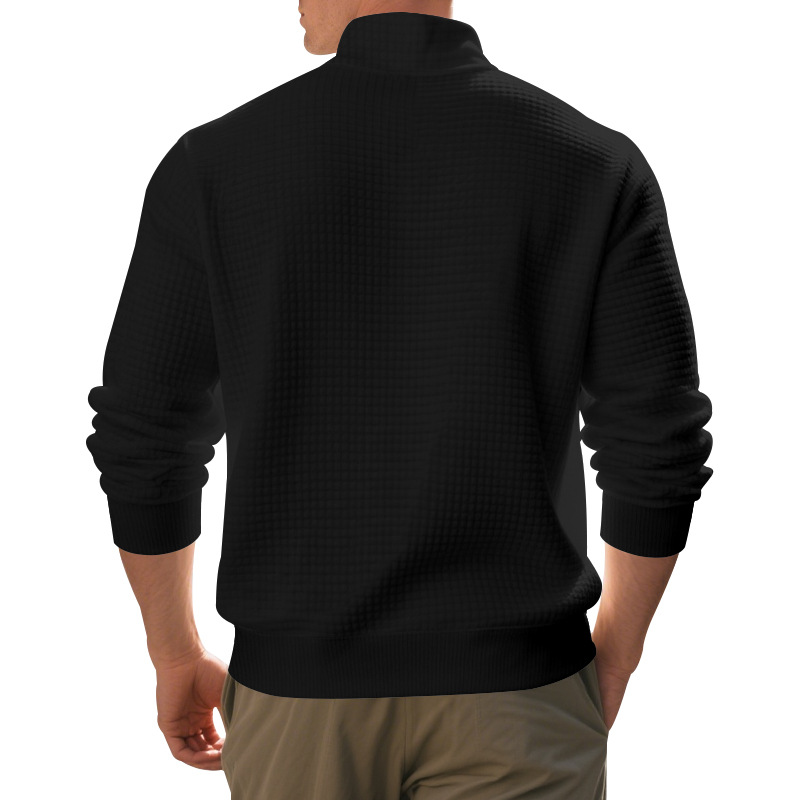Men's Vintage Casual Waffle Knit Half-Zip Sweatshirt