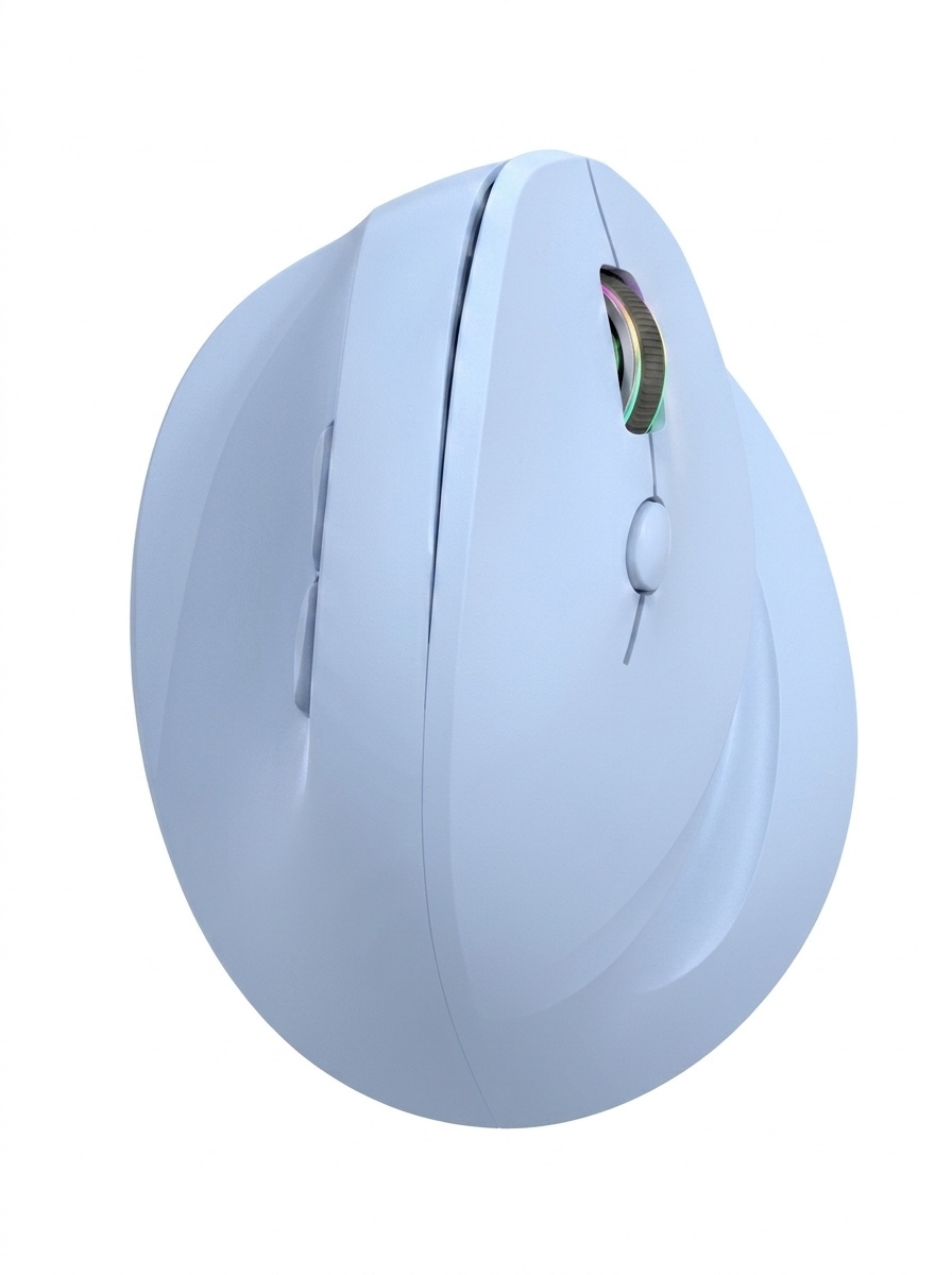 Ergonomic Vertical Wireless Mouse, Tri-Mode 2.4G/BT 5.3/Wired, 8000 DPI, RGB Lighting, Rechargeable - Dual Mode Series