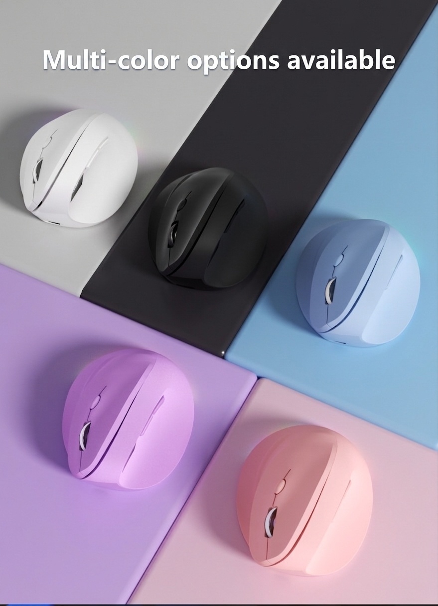 Ergonomic Vertical Wireless Mouse, Tri-Mode 2.4G/BT 5.3/Wired, 8000 DPI, RGB Lighting, Rechargeable - Dual Mode Series
