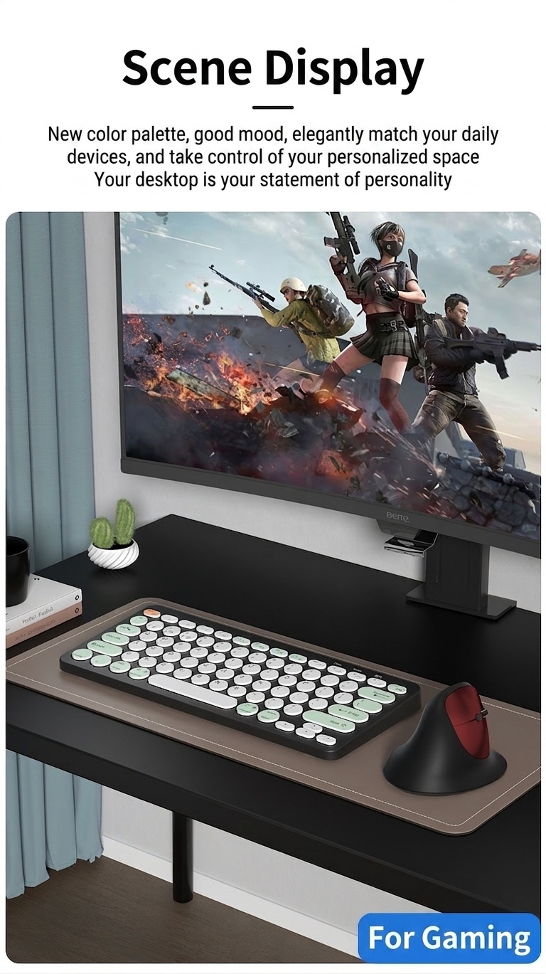 Ergonomic Vertical Wireless Mouse, Multi-Mode 2.4G/BT 5.2/Wired, 9600 DPI, Silent Click, Rechargeable - Model 7078
