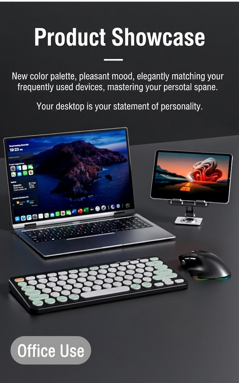 Ergonomic Vertical Wireless Mouse, Multi-Mode 2.4G/BT 5.3/Wired, RGB Lighting, 600mAh Rechargeable - Model 7078 RGB