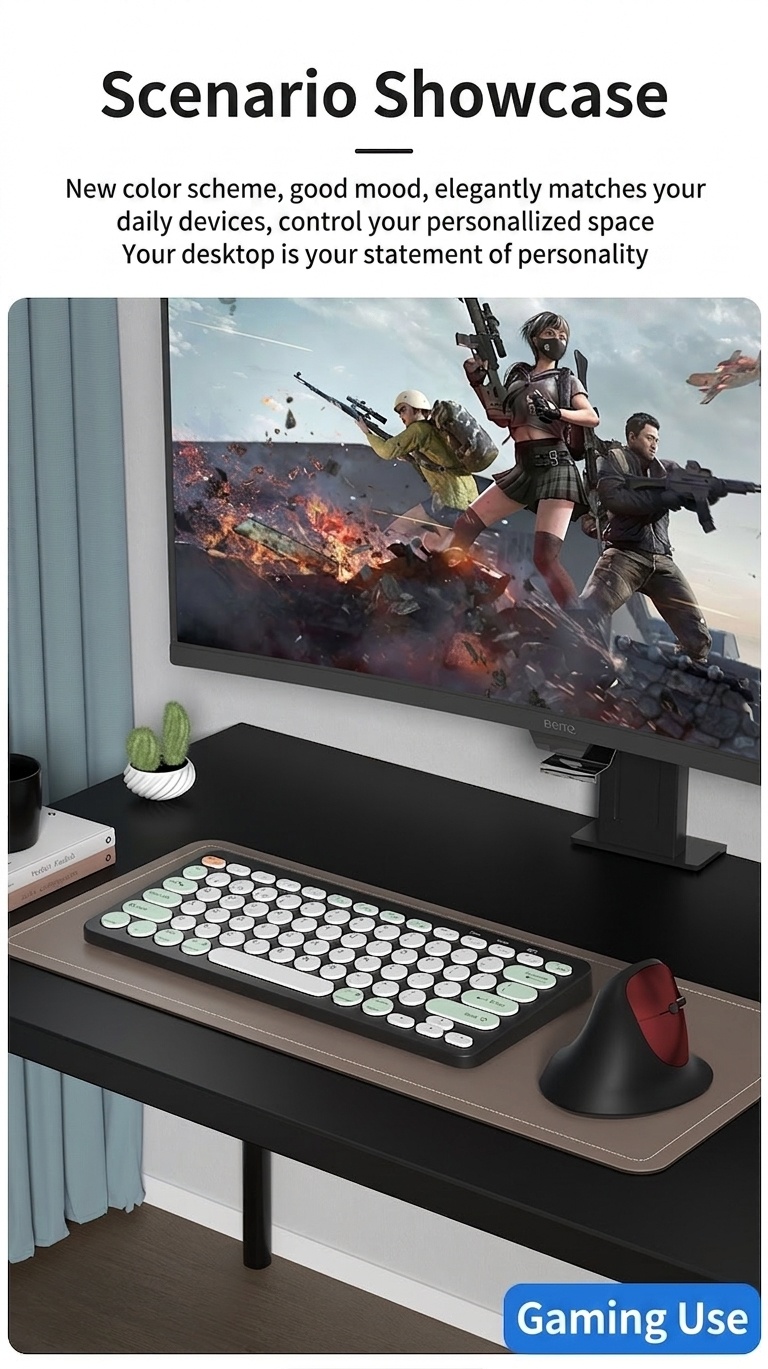 Ratón inalámbrico vertical ergonómico, triple modo 2.4G/BT 5.3/con cable, 9600 DPI, clic silencioso, recargable - Modelo H5