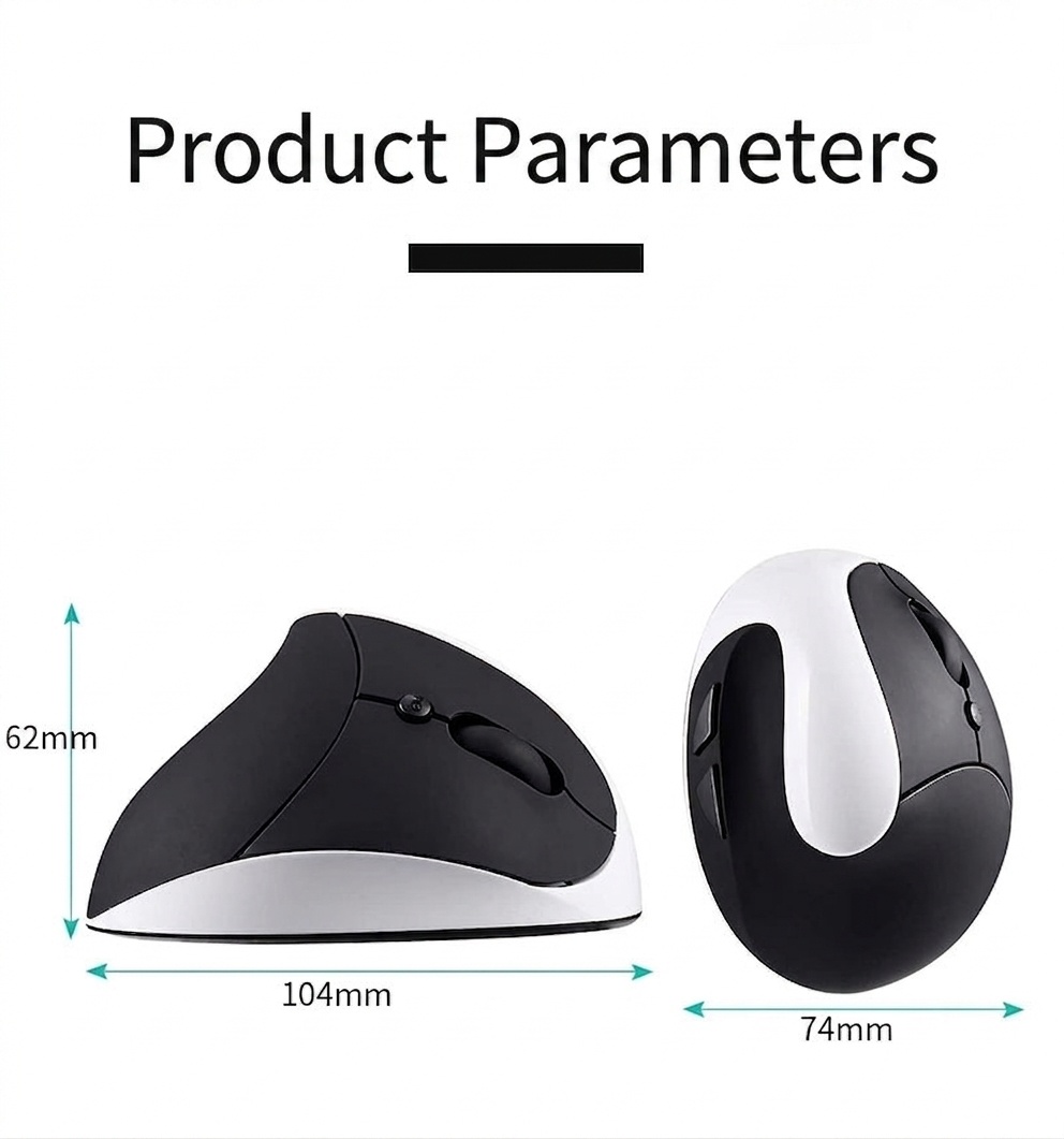 Ratón vertical ergonómico inalámbrico, conexión inalámbrica de 2,4 GHz, 1600 DPI, clic silencioso, posición natural de la mano - Modelo SM-7043