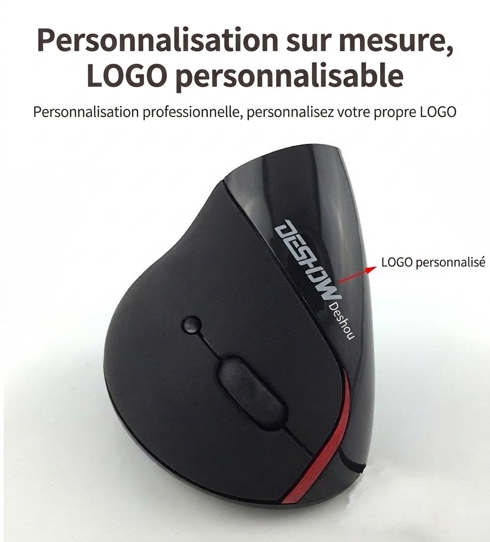 Souris sans fil verticale ergonomique, sans fil 2,4 GHz, rechargeable par USB, prise en main naturelle - Gris mystique Pro