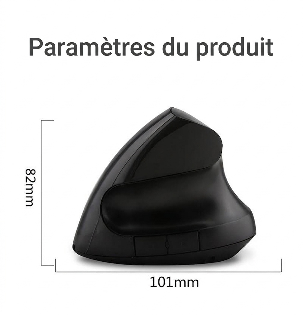 Souris sans fil verticale ergonomique, sans fil 2,4 GHz, rechargeable par USB, prise en main naturelle - Gris mystique Pro