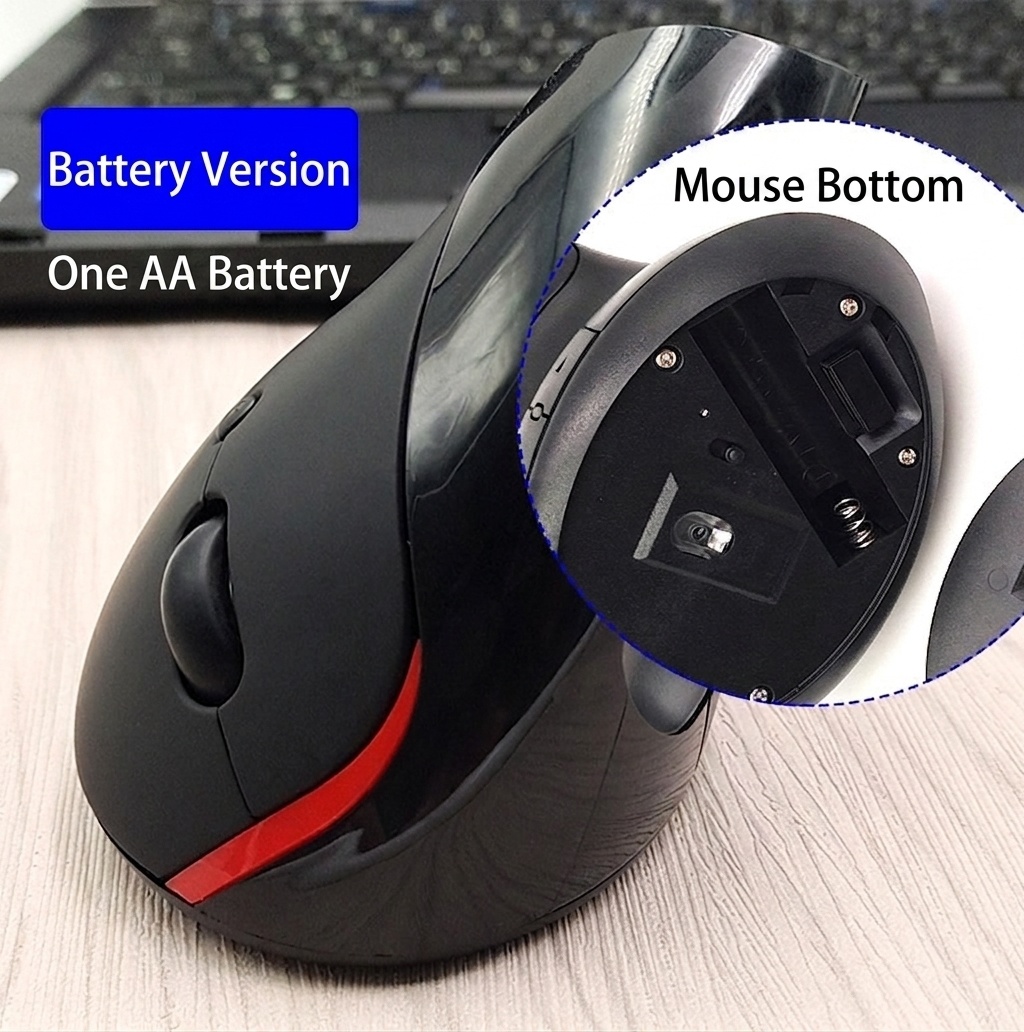 Ratón vertical ergonómico inalámbrico, inalámbrico 2.4G, recargable por USB, agarre natural - Gris místico Pro