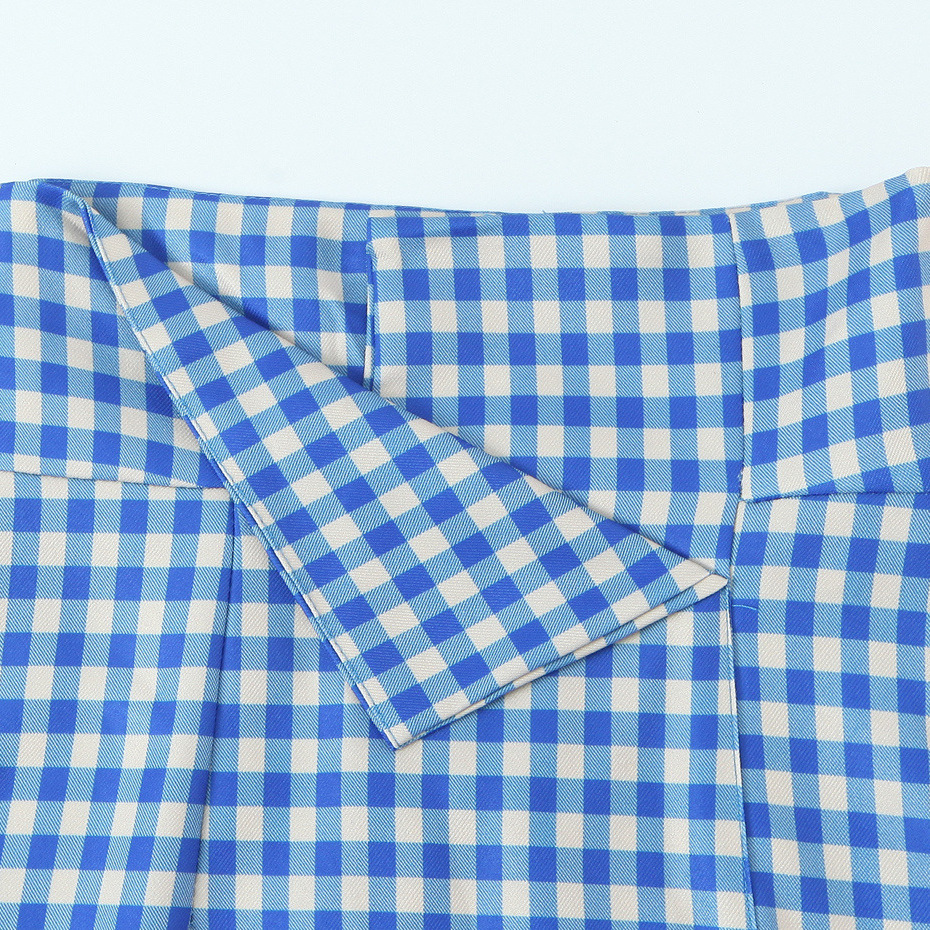 Plaid Asymmetrical A-Line Skirt High Waist KUN-00027