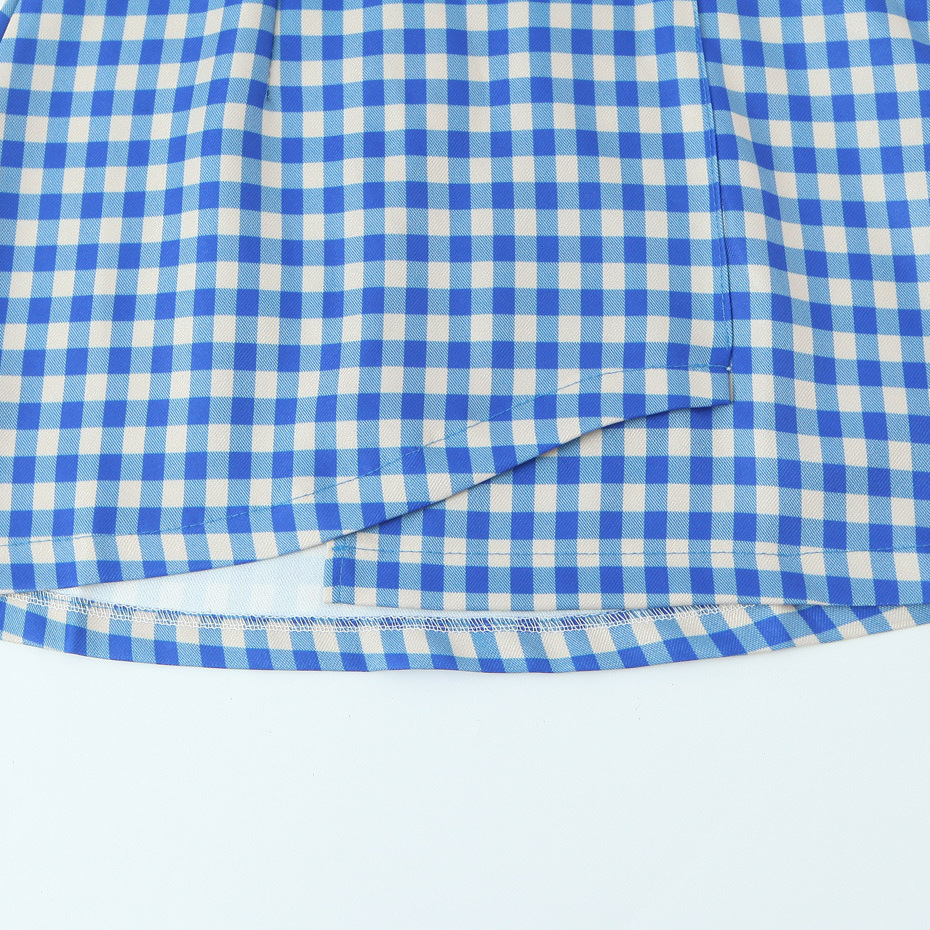 Plaid Asymmetrical A-Line Skirt High Waist KUN-00027