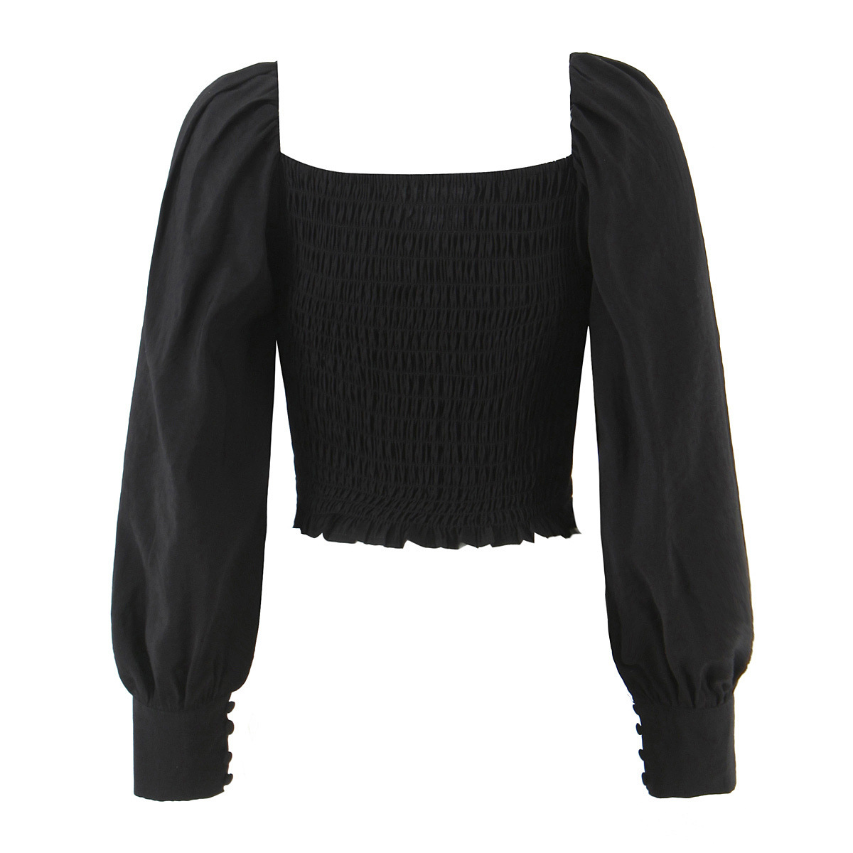 Damenbluse im französischen Vintage-Stil, elastischer Rücken, KUN-00059