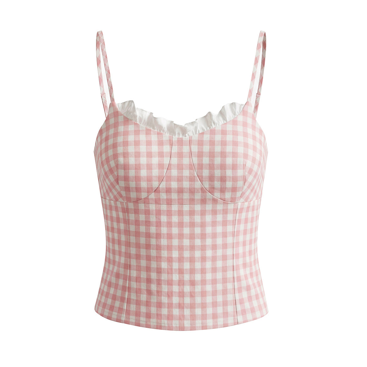 Knit Cami Top - Slim Fit Gingham Crop KUN-00082