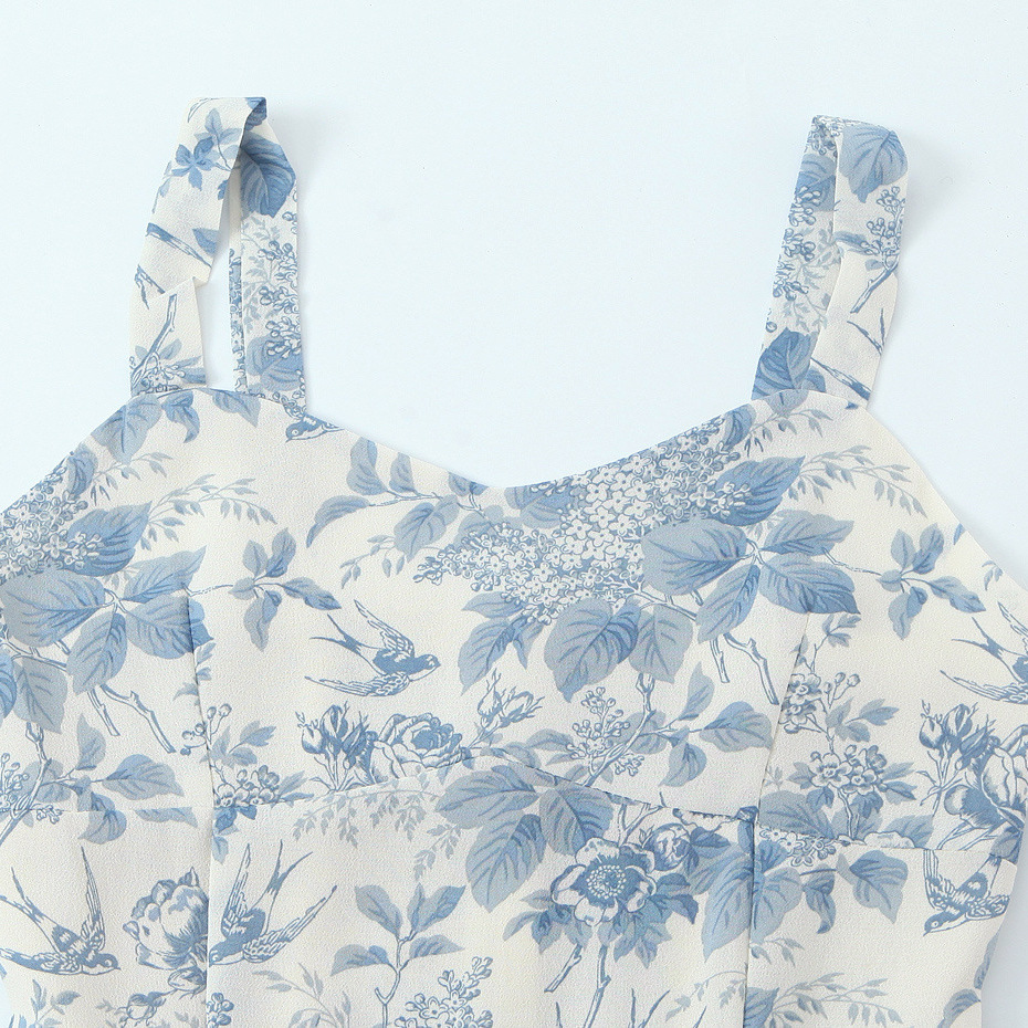 Vestido veraniego con estampado floral, entallado y acampanado KUN-00128