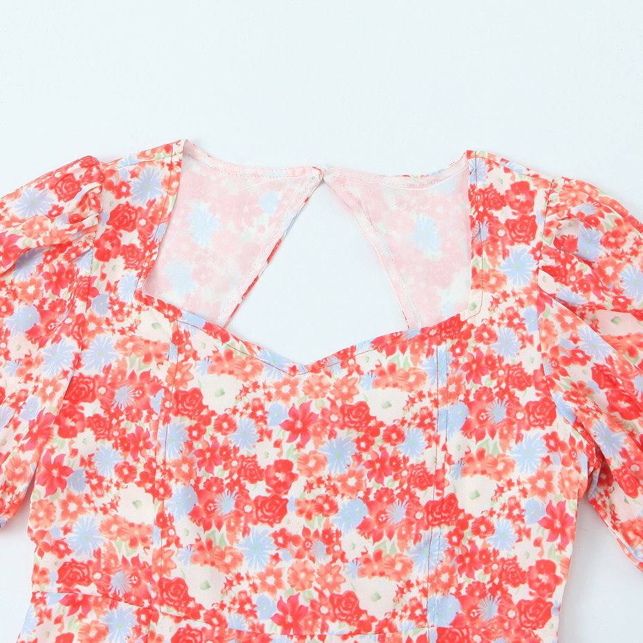 Floral Print Sundress Square Neck Cottagecore Dress KUN-00016