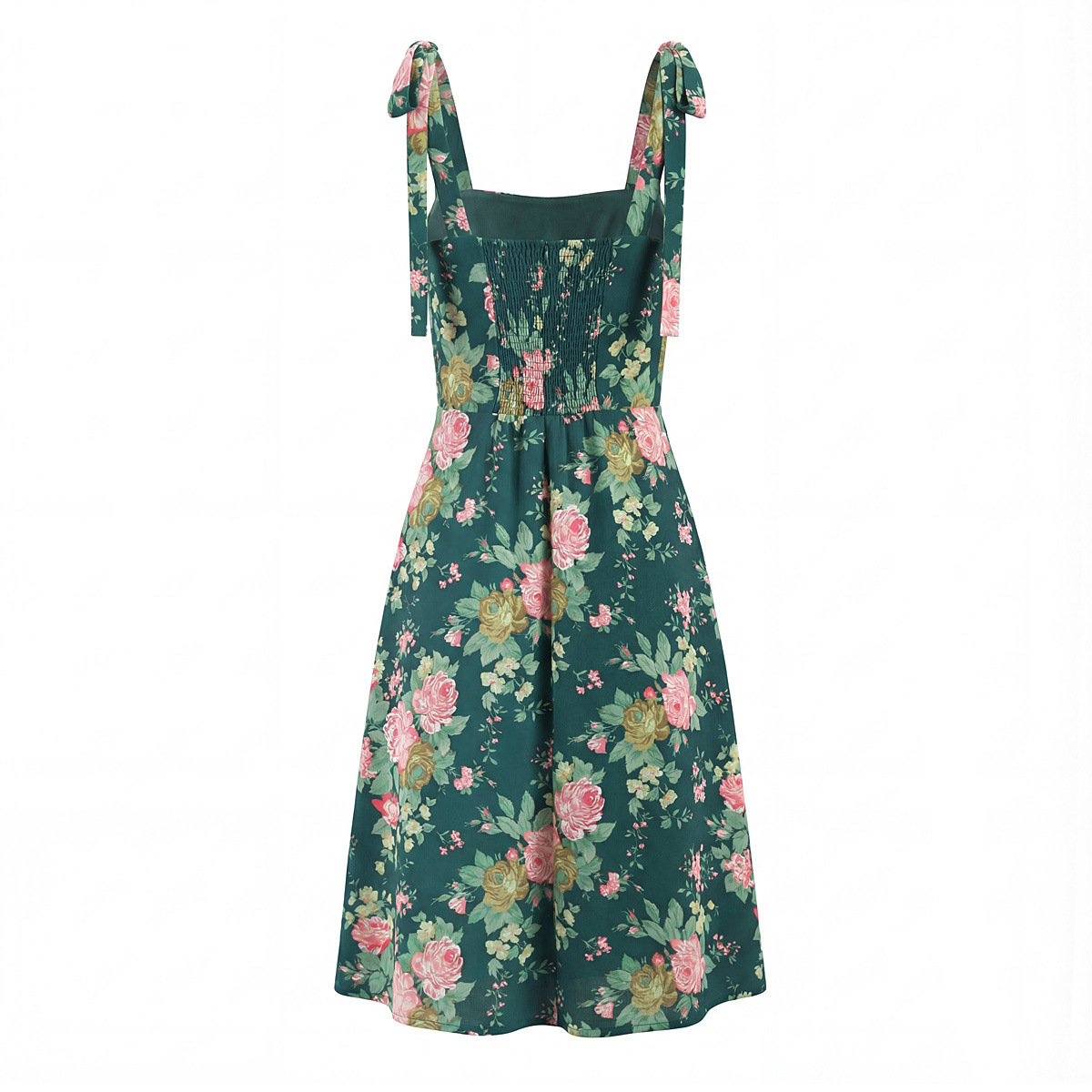 Vestido veraniego con estampado floral, sexy, con abertura y tirantes anudados KUN-00025