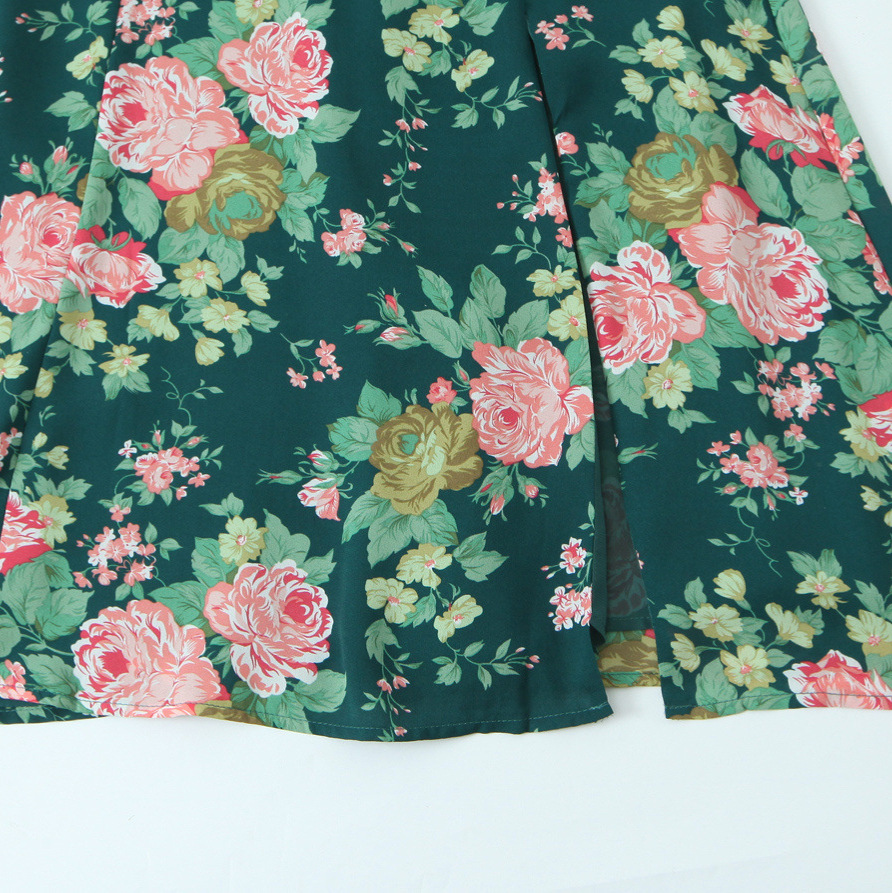 Vestido veraniego con estampado floral, sexy, con abertura y tirantes anudados KUN-00025