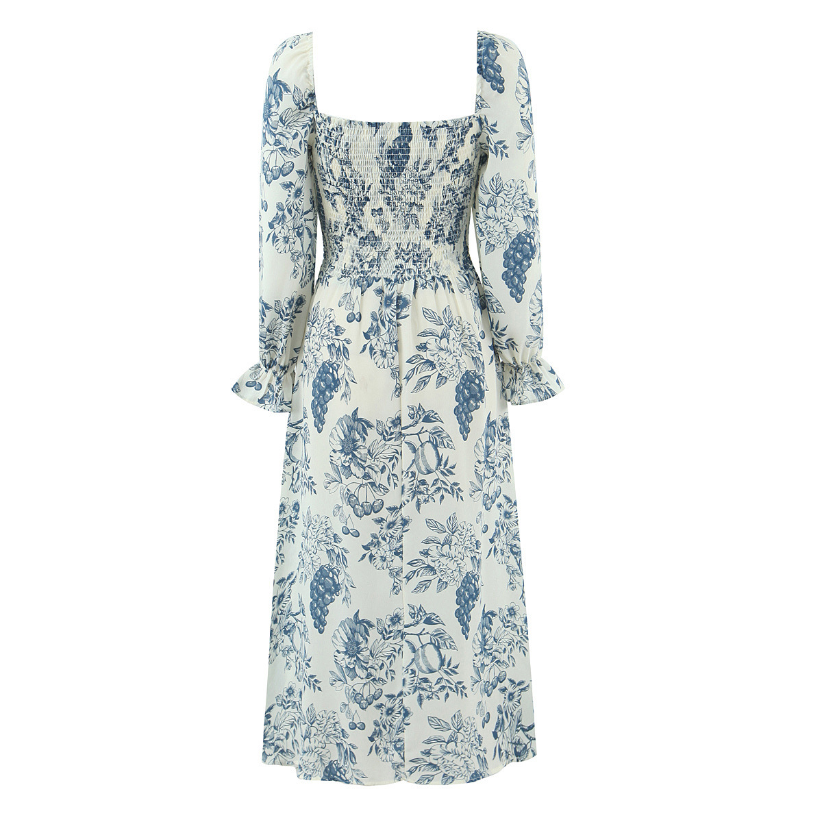 Women's French Square Neck Bodycon Midi Dress - Slim Fit KUN-00168