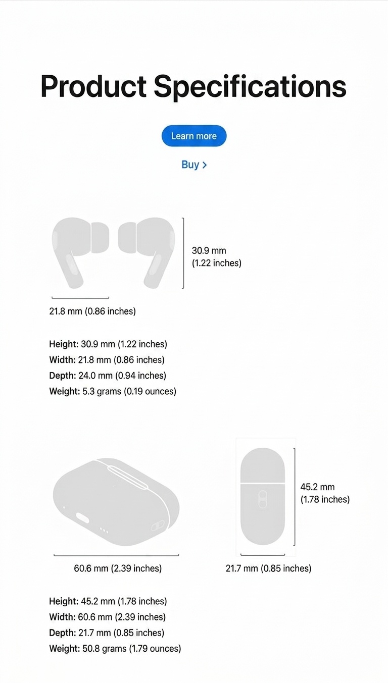 White Wireless ANC Dolby audio In-Ear Earbuds with Charging Case - Pro3
