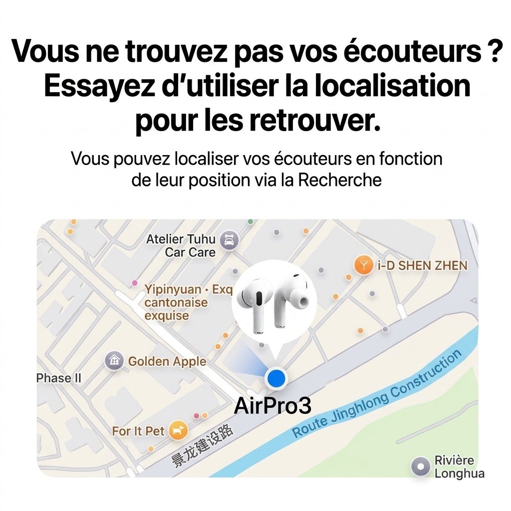 Écouteurs intra-auriculaires sans fil blancs Pro3 avec réduction de bruit active et audio Dolby, boîtier de charge inclus.