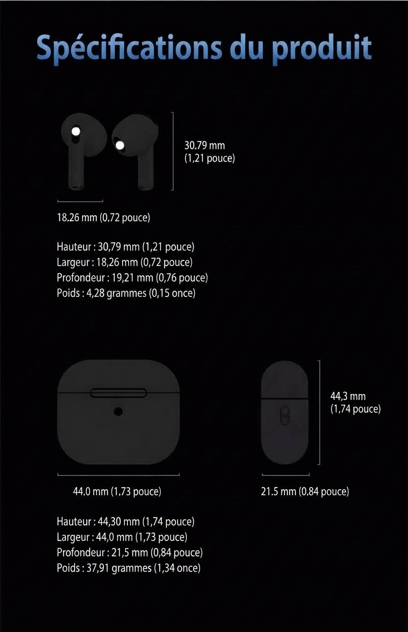 Écouteurs intra-auriculaires Bluetooth Dobby avec réduction de bruit active et étui de chargement - Blanc - Air4 ANC