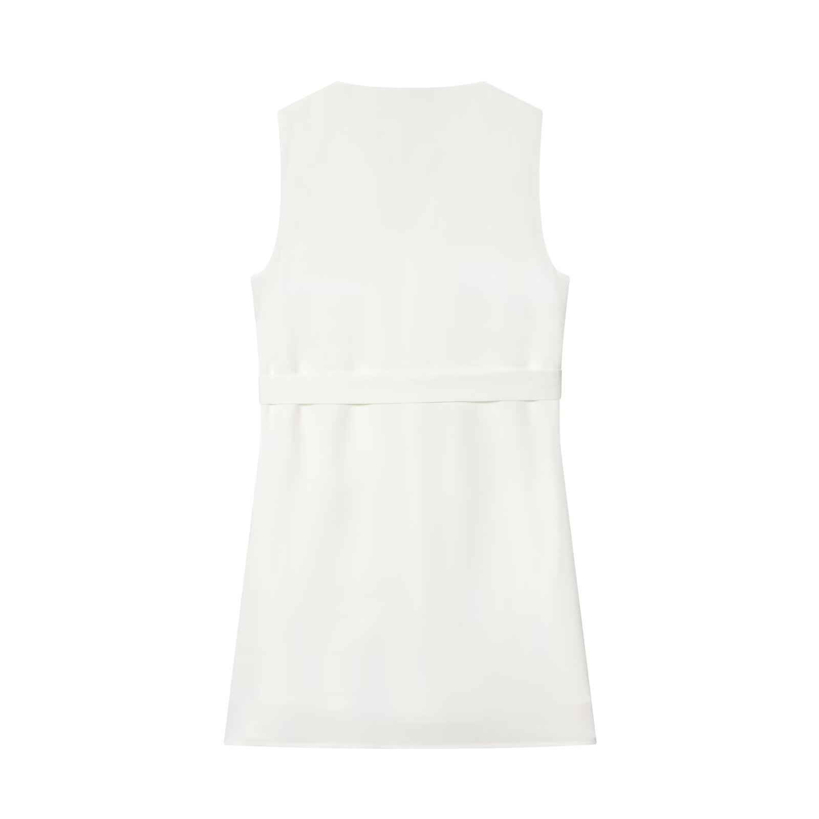 Sleeveless Belted Dress Classic European Style KUN-00102