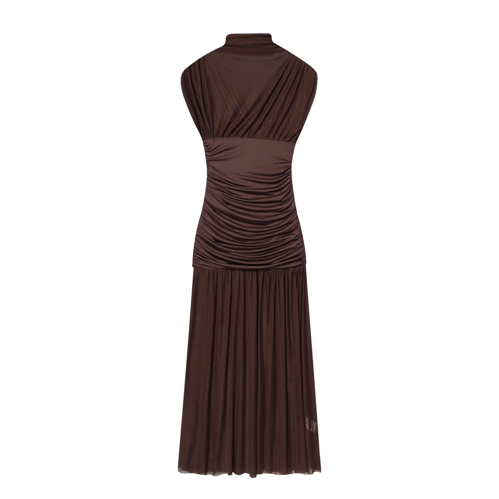 Silk Mesh Midi Dress - Versatile European Style KUN-00061