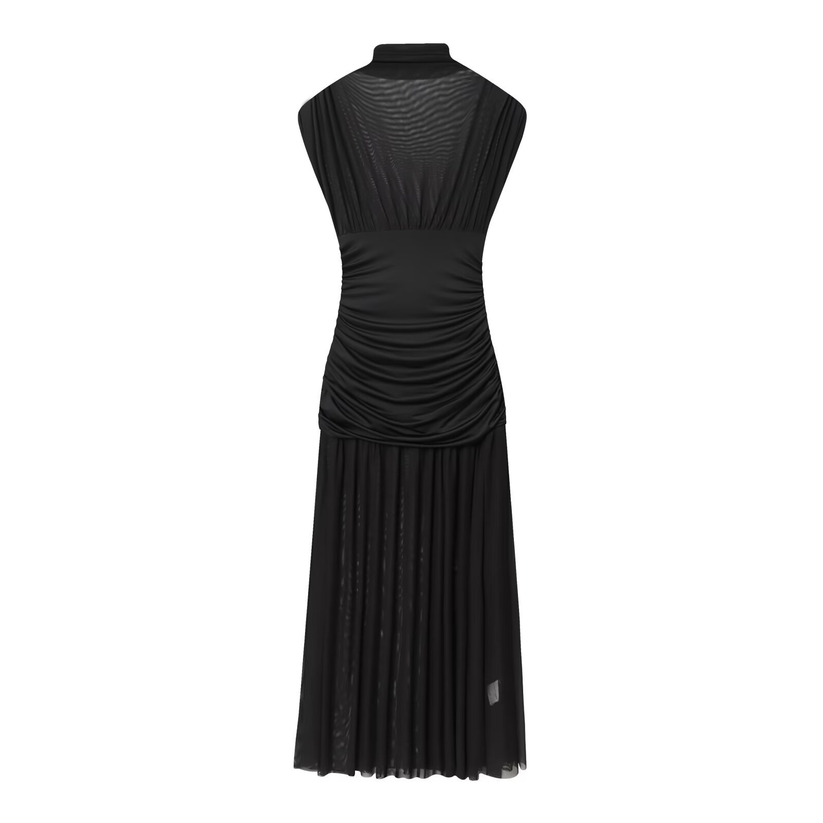 Silk Mesh Midi Dress - Versatile European Style KUN-00061