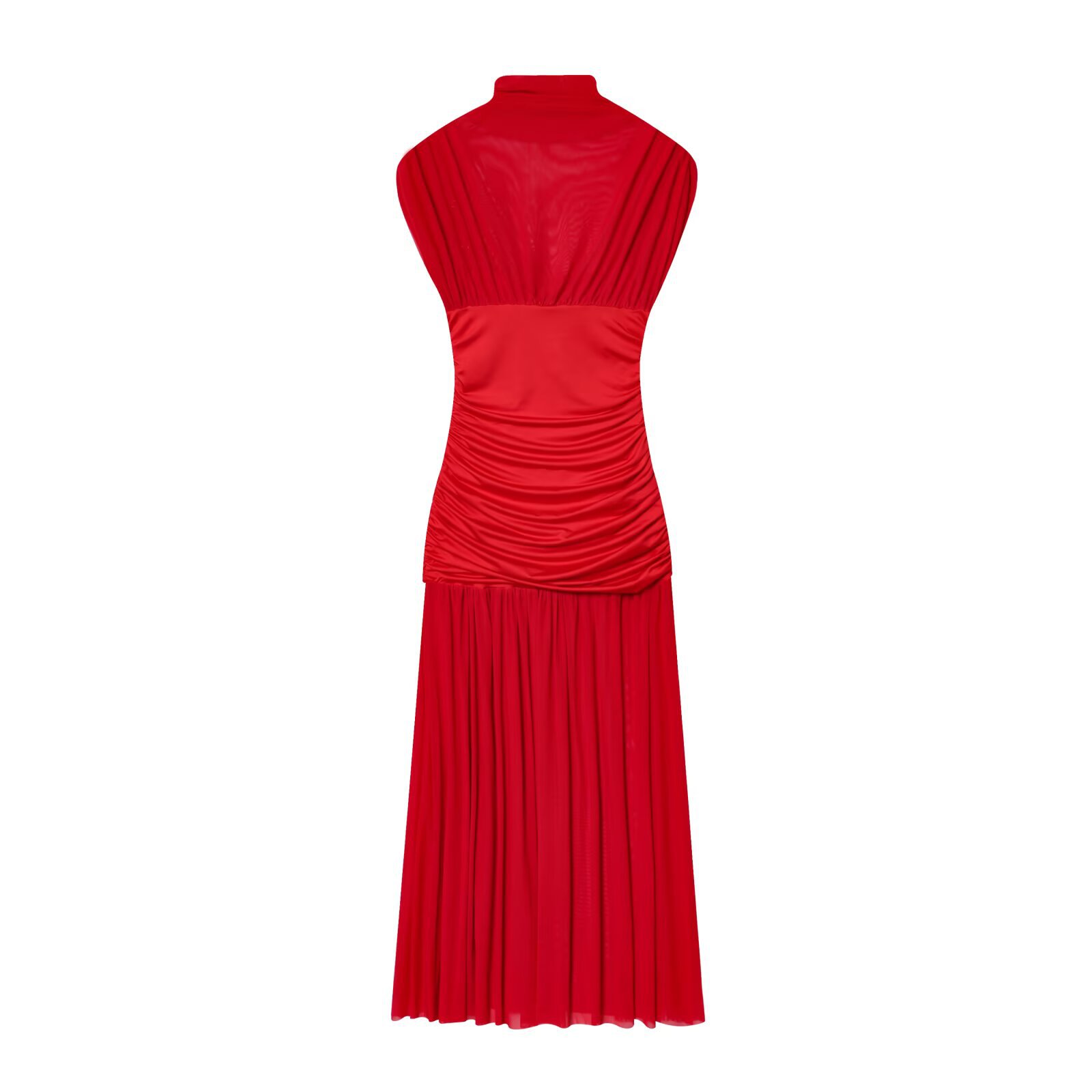 Silk Mesh Midi Dress - Versatile European Style KUN-00061