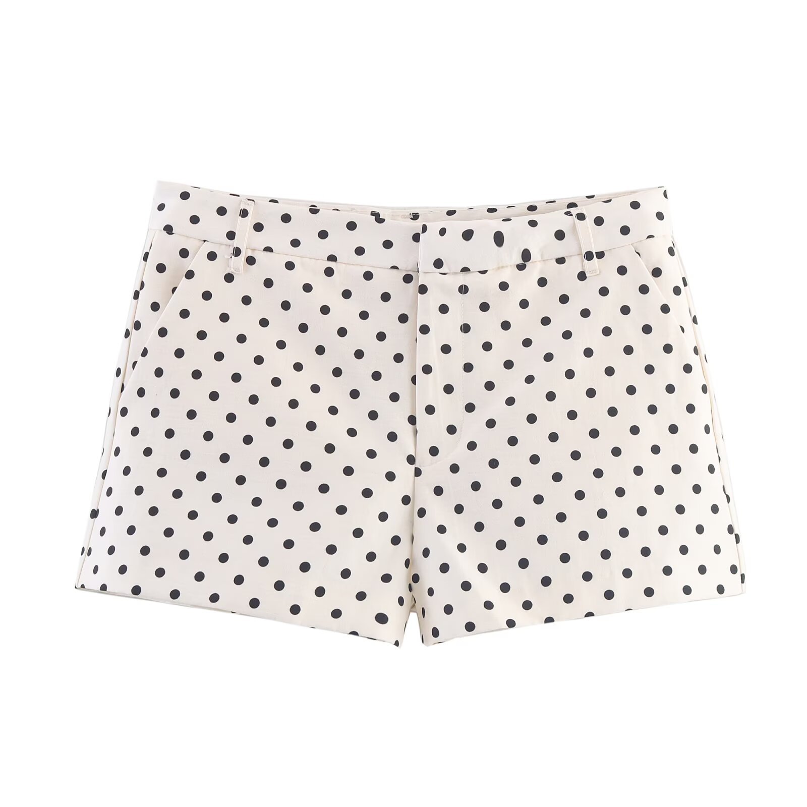 Damen-Outfit mit Polka-Dots: Stilvolle Langarmjacke & Shorts KUN-00027