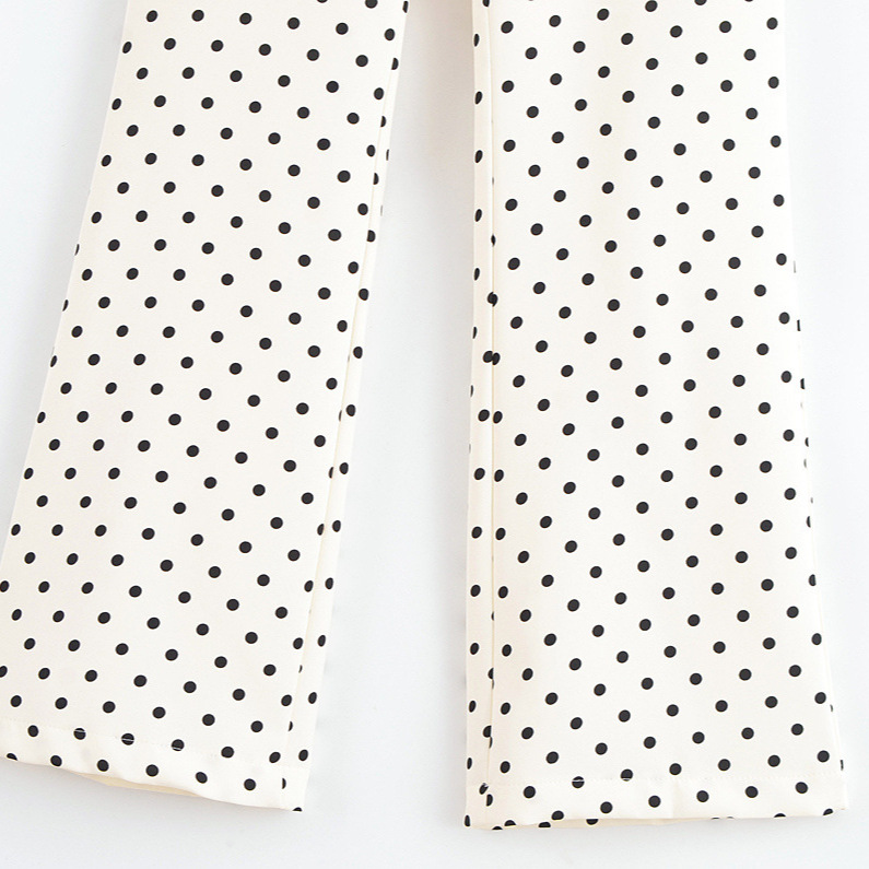 Pantalones casuales de lunares para mujer - Estilo europeo elegante KUN-00024