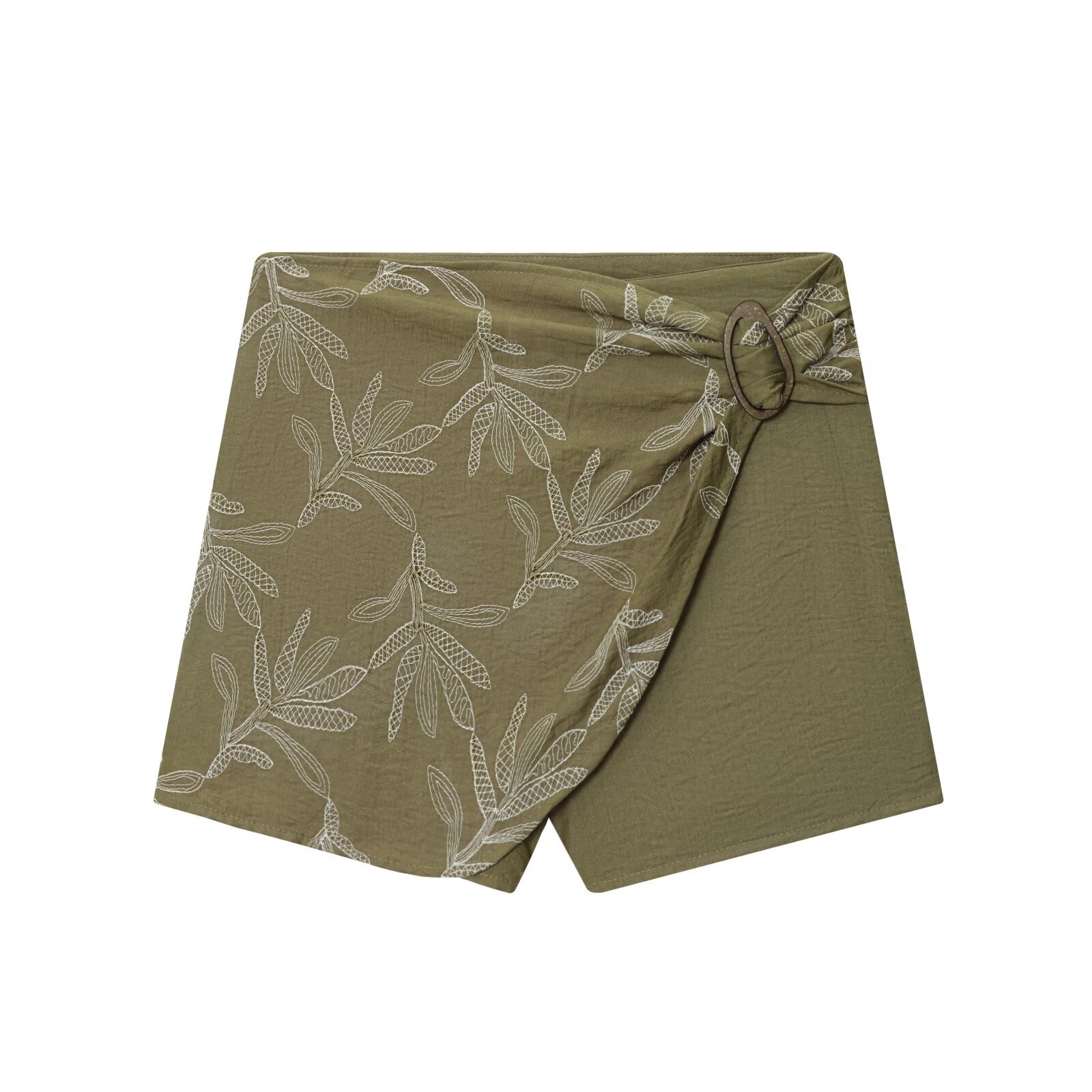 Embroidered Short Sleeve Shirt & High Waist Skirt Pants Set KUN-00016