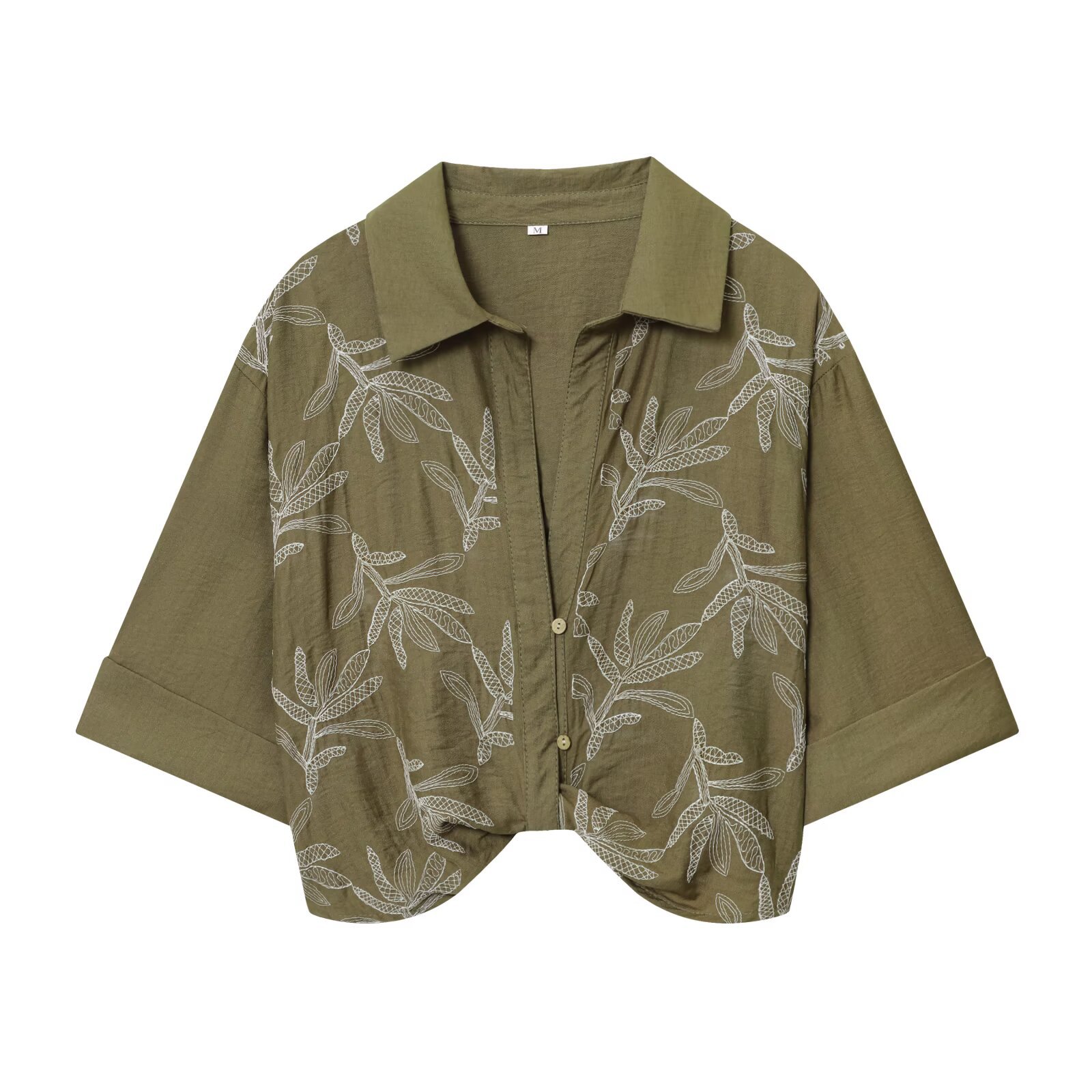 Embroidered Short Sleeve Shirt & High Waist Skirt Pants Set KUN-00016