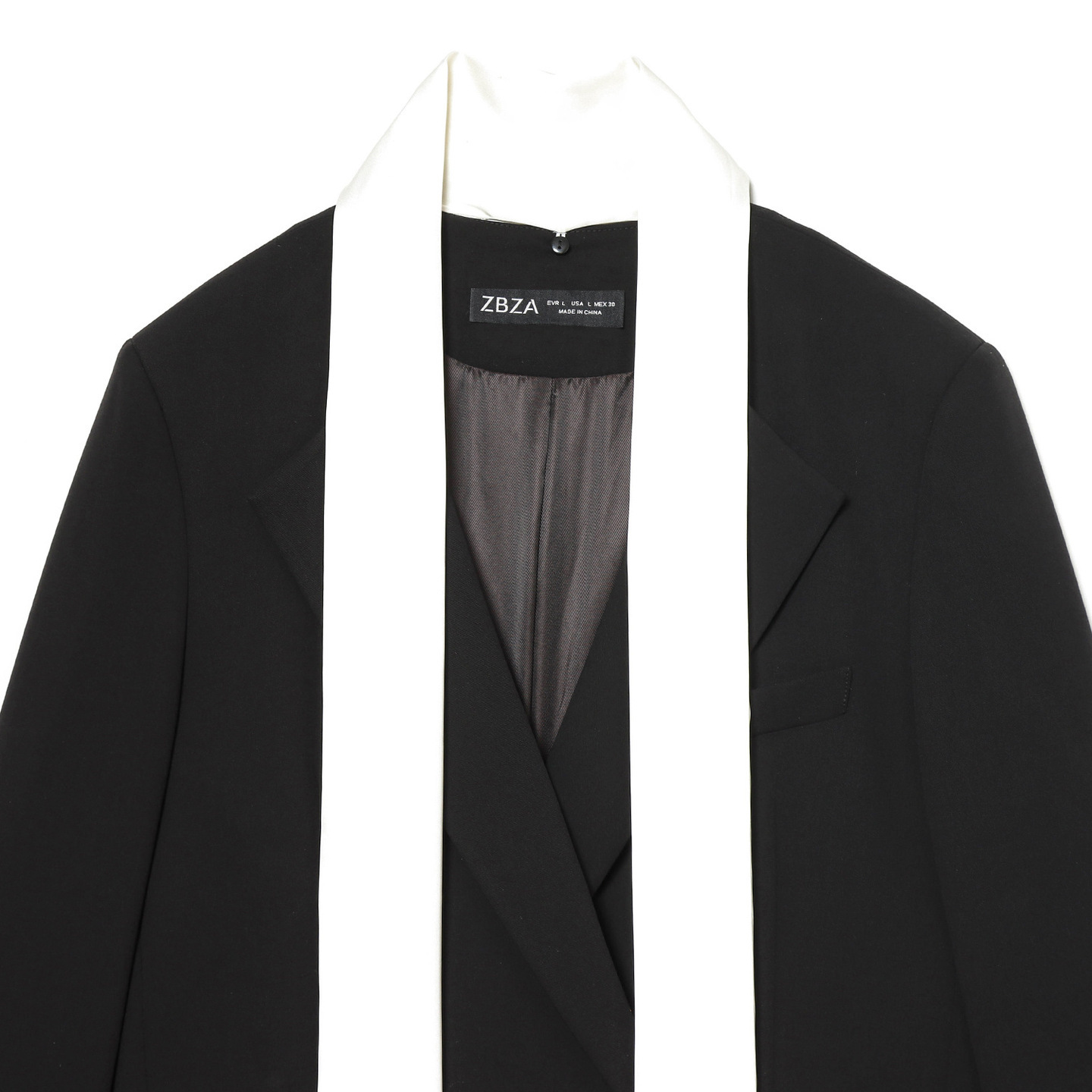 Women's Blazer Jacket Color Block Scarf Long Sleeve KUN-00007