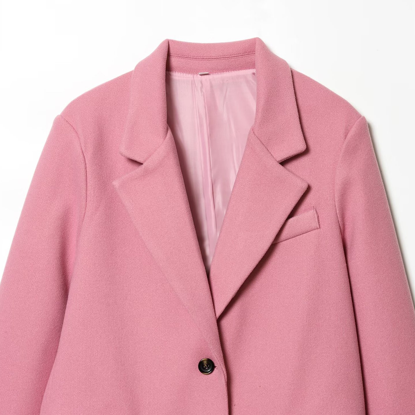 Blazer largo rosa para mujer - Estilo europeo de moda KUN-00028