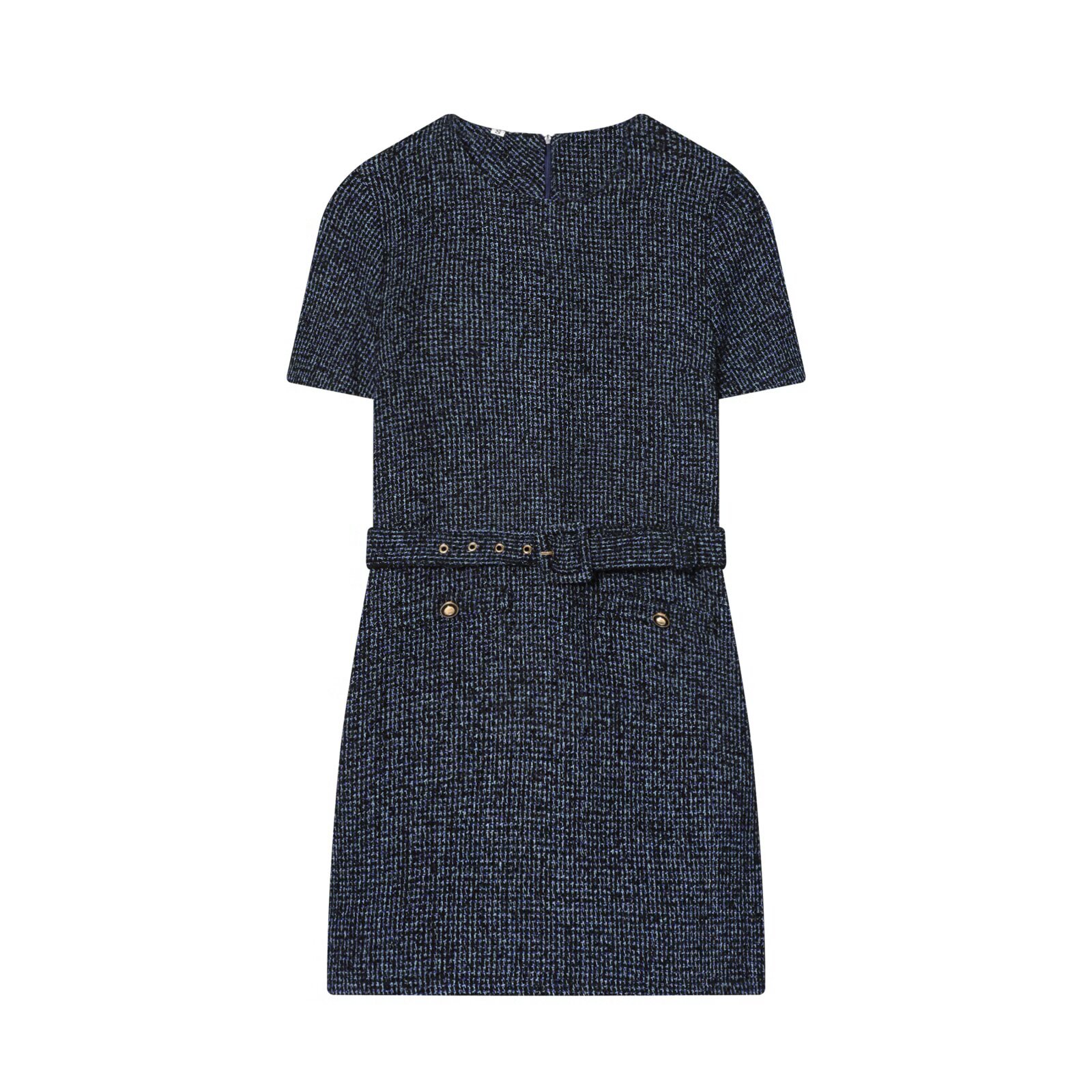 Tweed Dress with Belt - Chic European Style KUN-00103