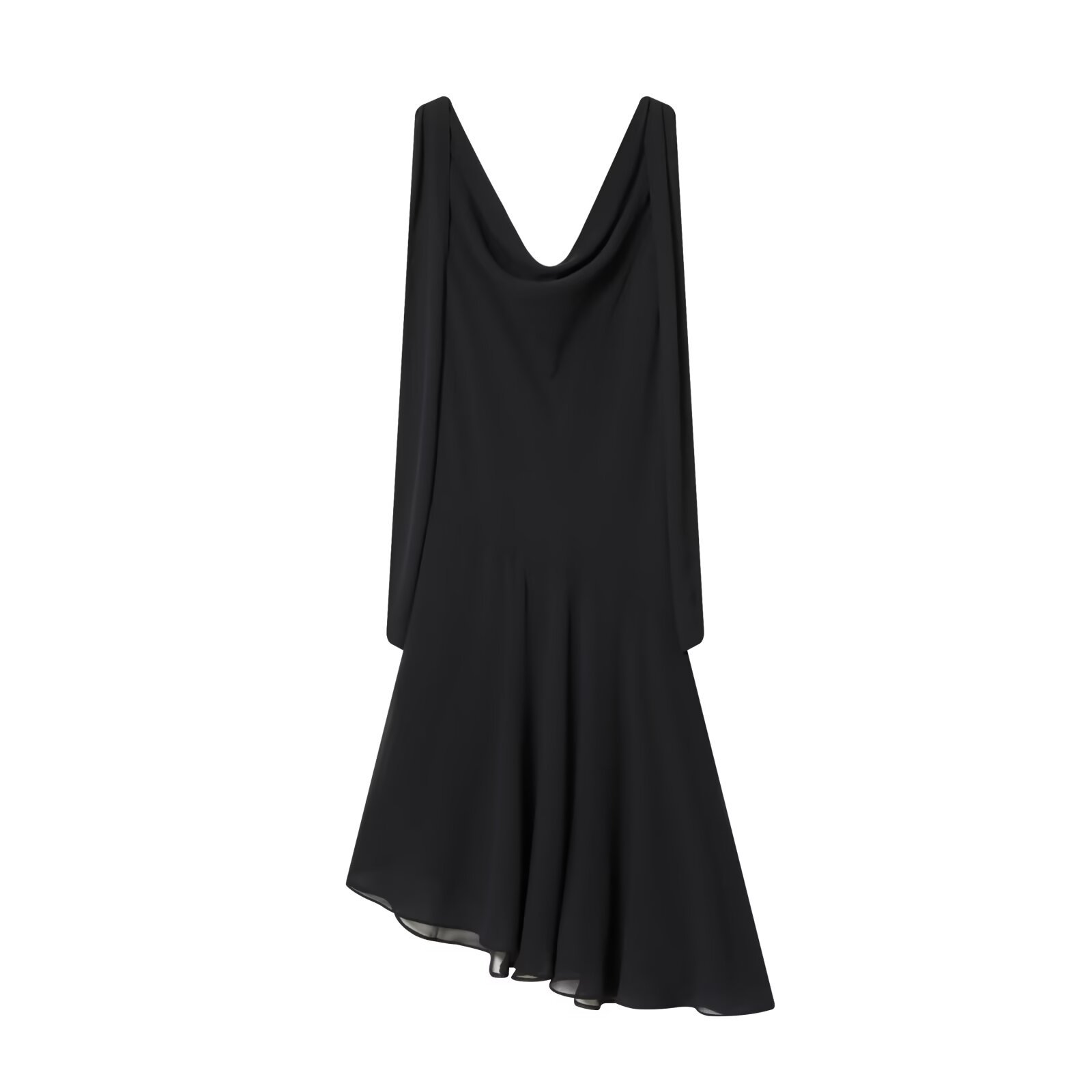 Vestido midi irregular con cuello drapeado para mujer KUN-00007