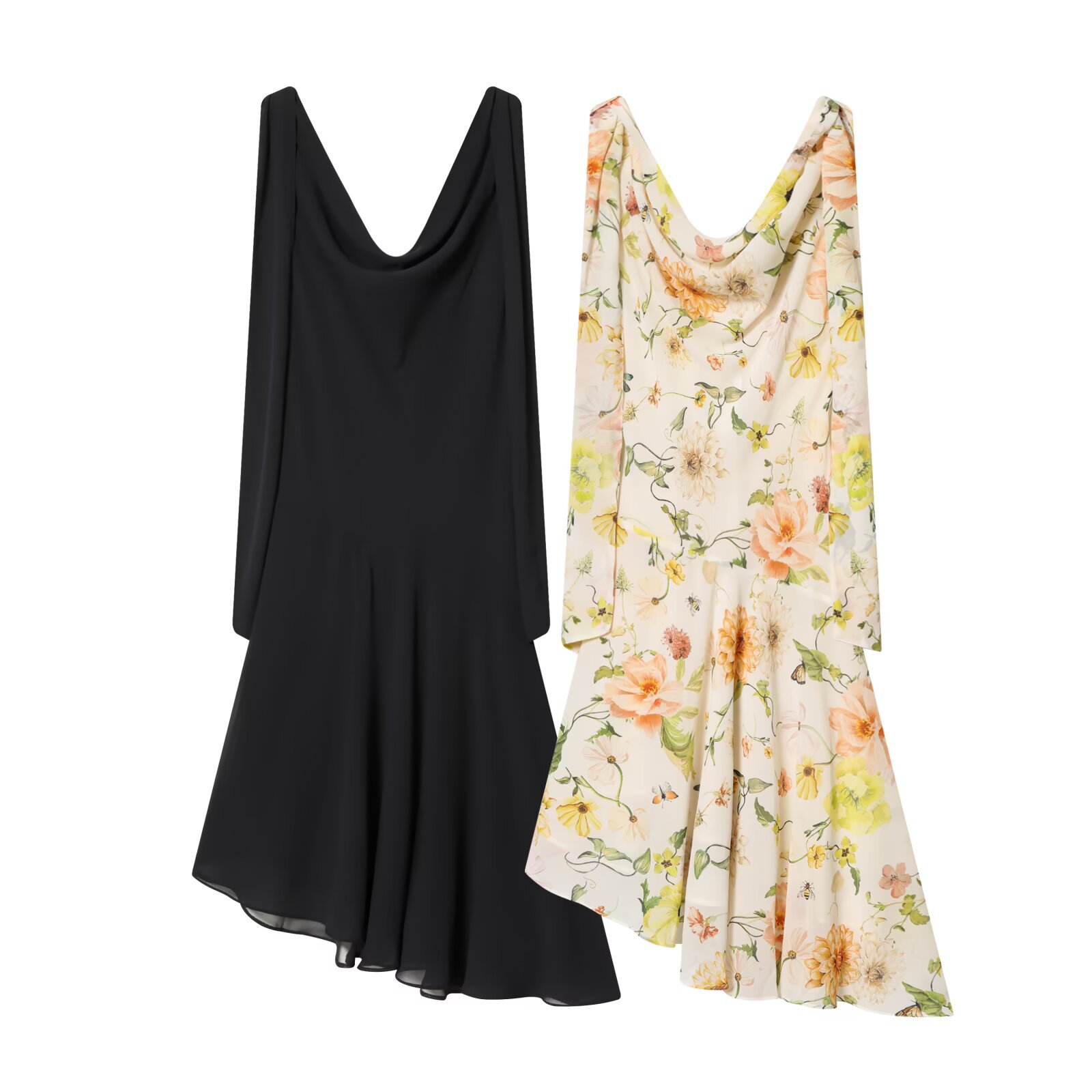 Vestido midi irregular con cuello drapeado para mujer KUN-00007