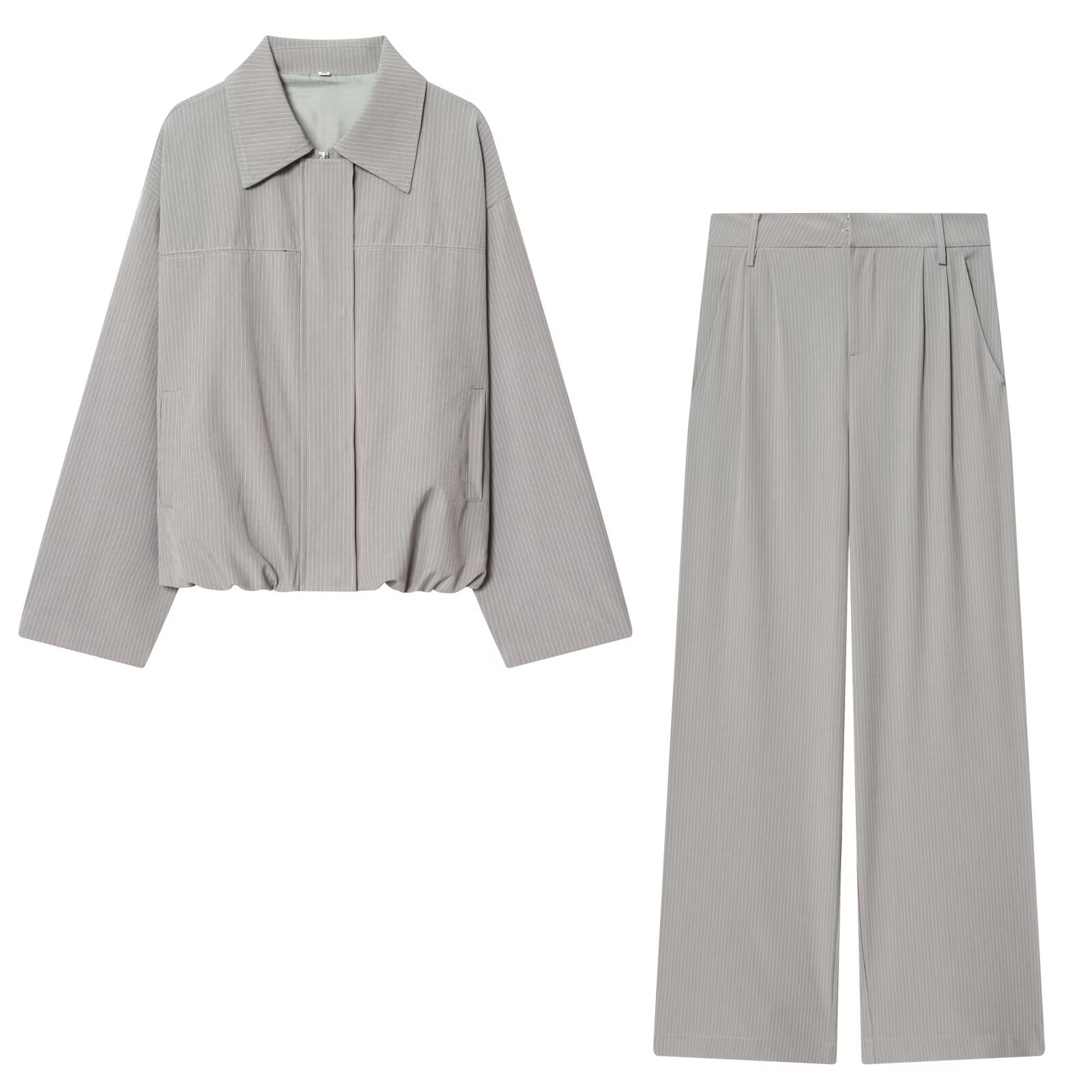 Inspired Women's Aviator Jacket Wide Leg Suit Pants KUN-00008