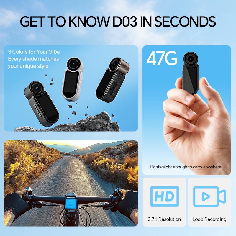 2.7K Wearable Magnetic Action Camera - Portable Vlog Cam