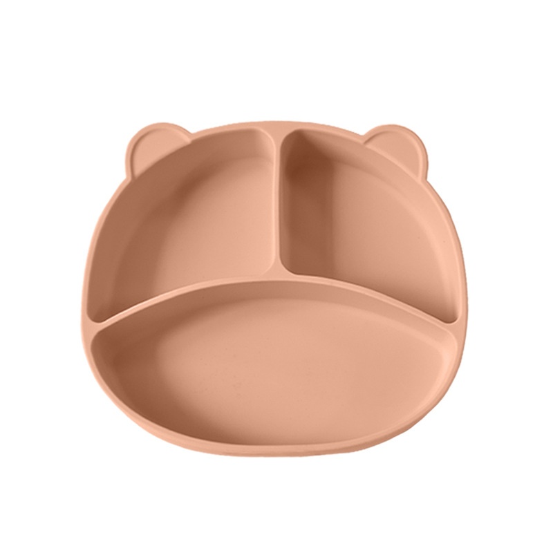 Plato de silicona con separadores para bebés - Base de succión y diseño de oso