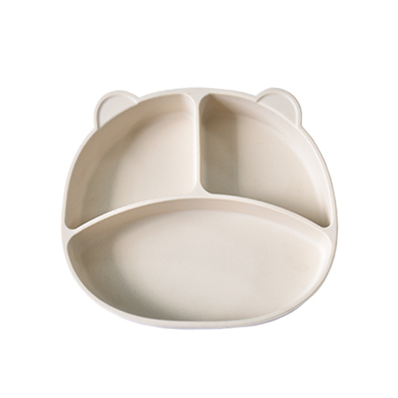 Plato de silicona con separadores para bebés - Base de succión y diseño de oso