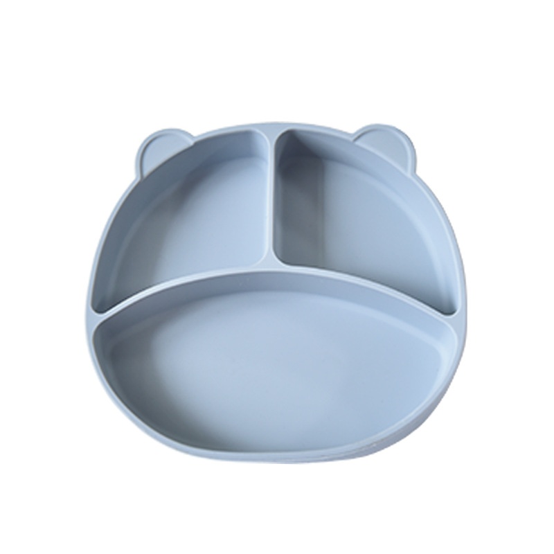 Plato de silicona con separadores para bebés - Base de succión y diseño de oso