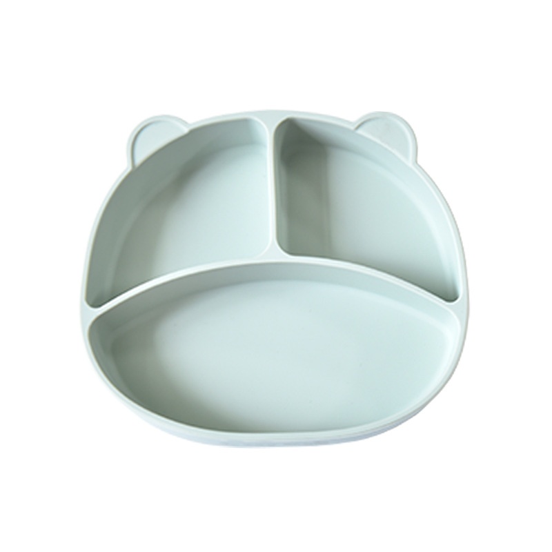 Plato de silicona con separadores para bebés - Base de succión y diseño de oso