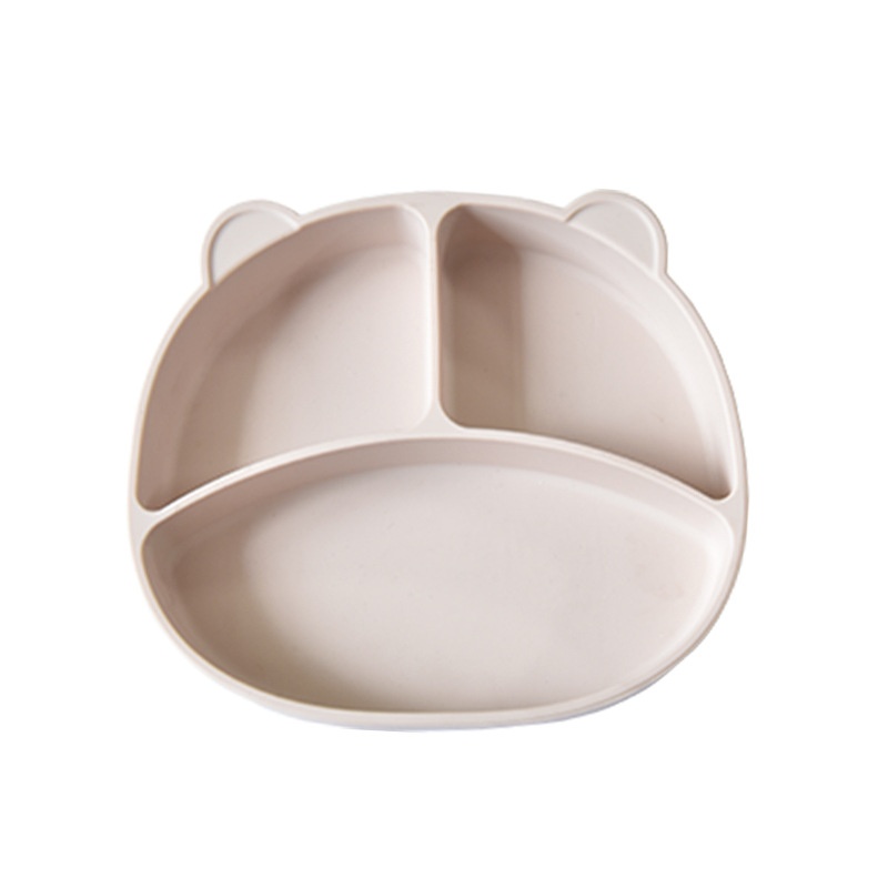 Plato de silicona con separadores para bebés - Base de succión y diseño de oso