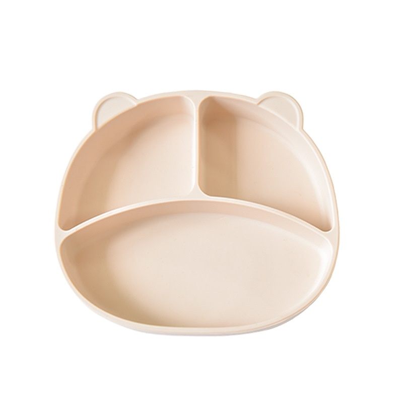 Plato de silicona con separadores para bebés - Base de succión y diseño de oso
