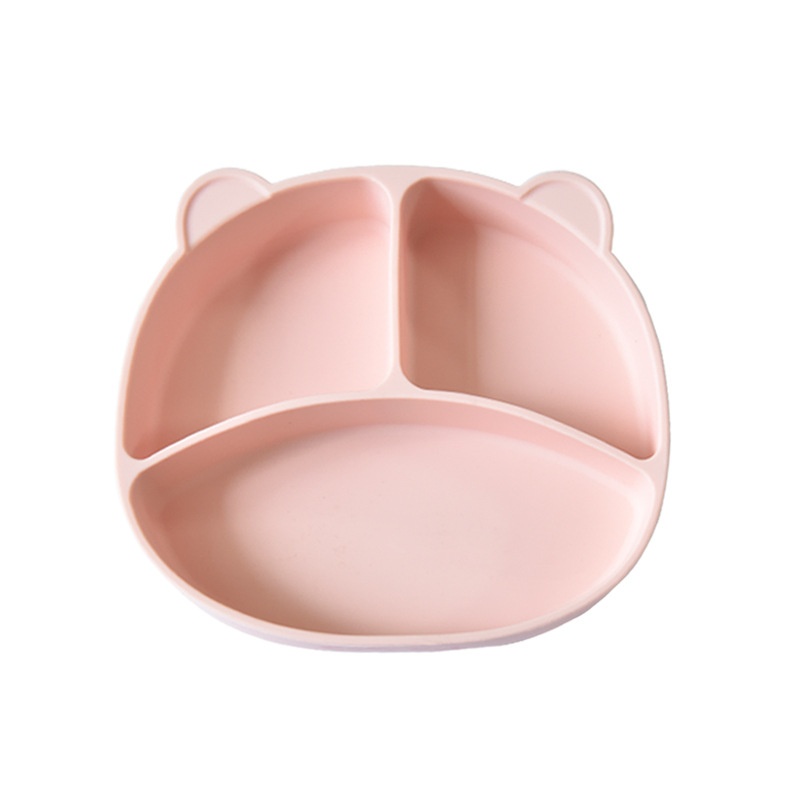 Plato de silicona con separadores para bebés - Base de succión y diseño de oso