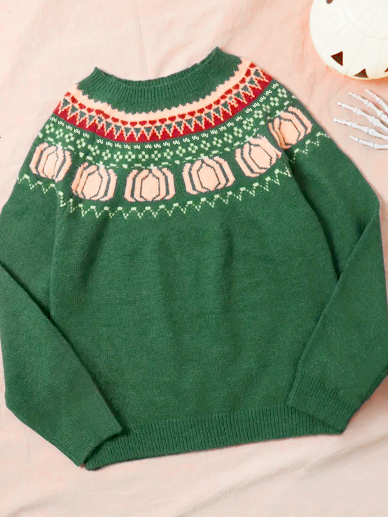 Knitted Color Block Halloween Sweater Long Sleeve Knit Top SSU-00081