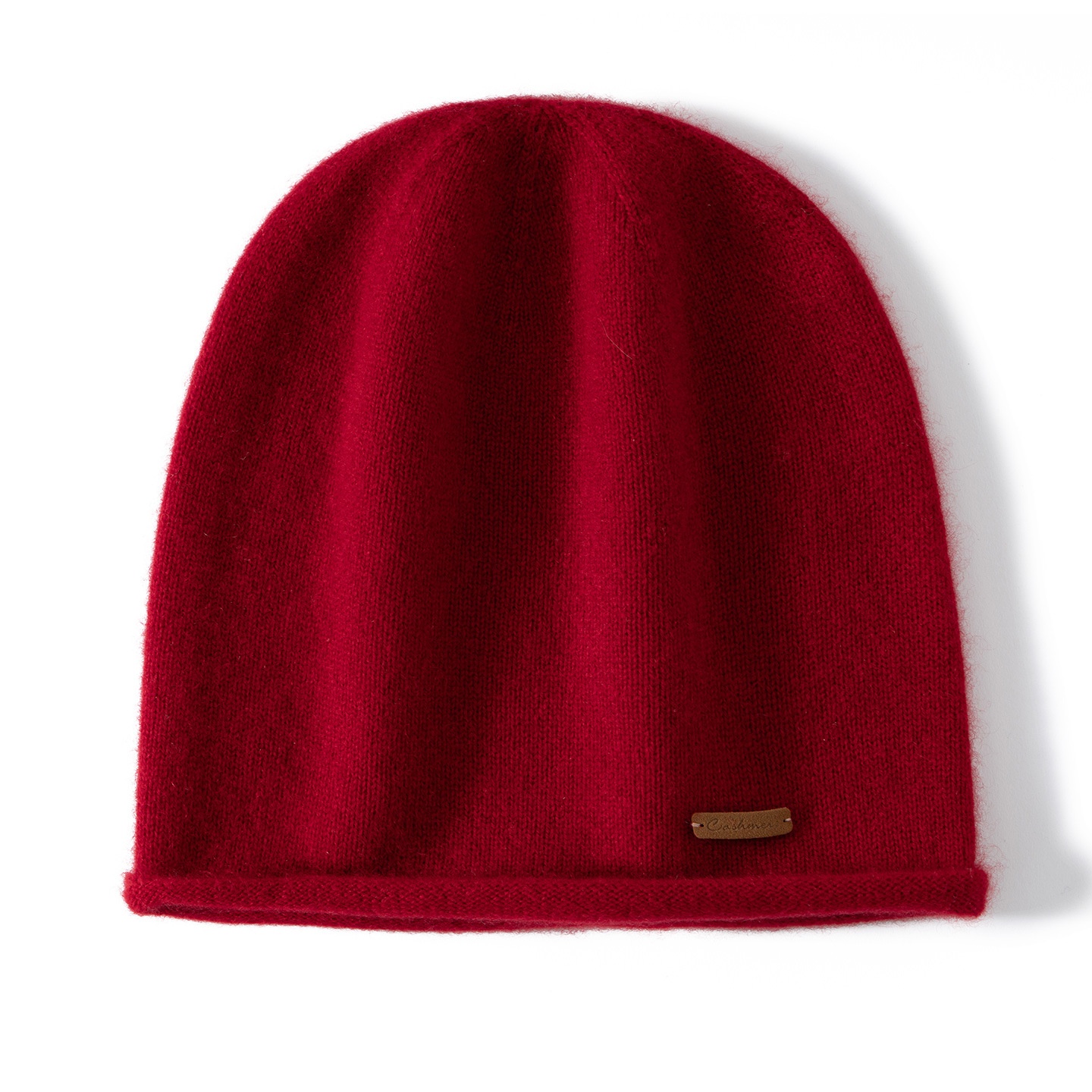 Cashmere Fine Knit Roll-Edge Beanie Hat