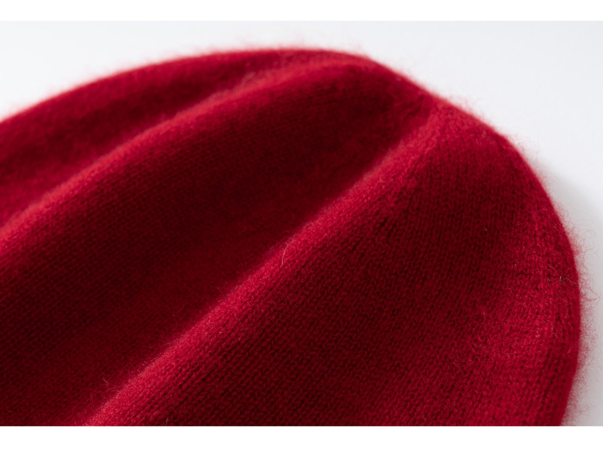 Cashmere Fine Knit Roll-Edge Beanie Hat