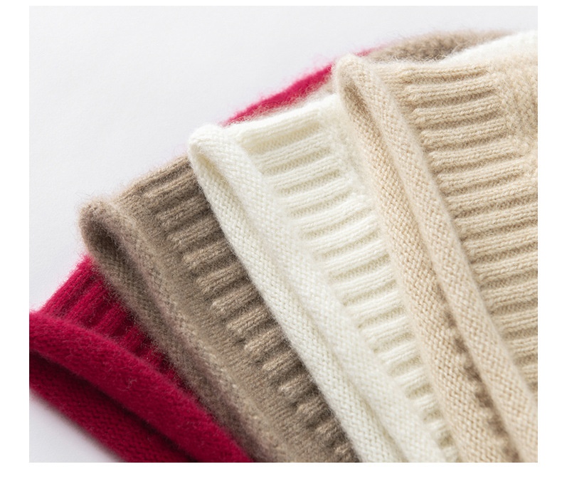 Cashmere Cable Knit Textured Cashmere Beanie Hat